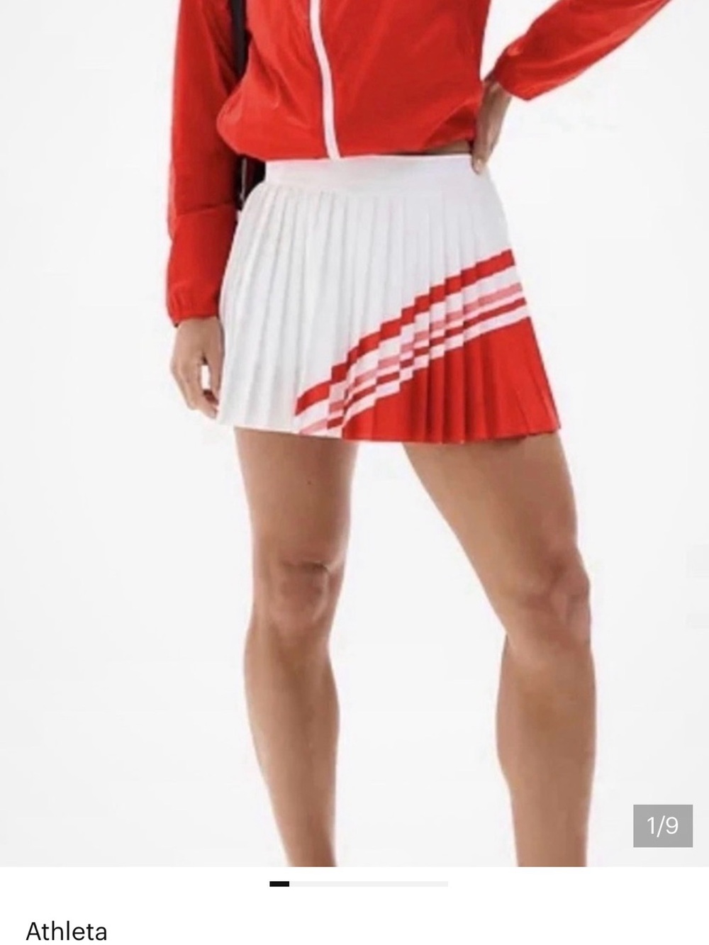 NWT Athleta MATCH POINT PLEATED COLORBLOCK SKORT Bright White/Cardinal size XL